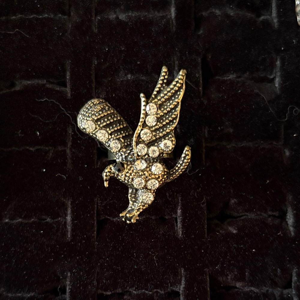 Faux Gold and Silver Eagle Ring